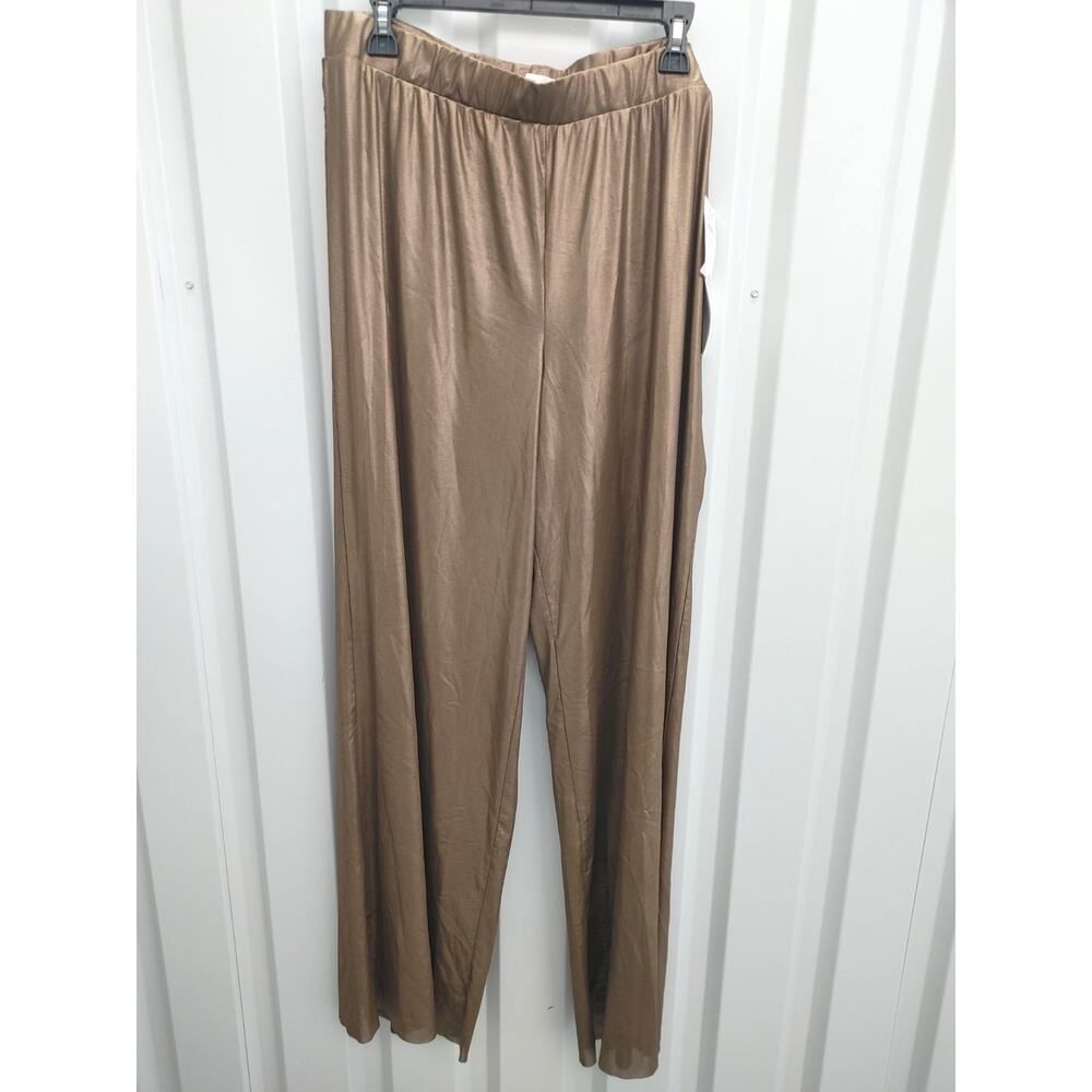 Good American Women's Pants Metallic Gold Mocha Foil 2XL Sz 5 NWT